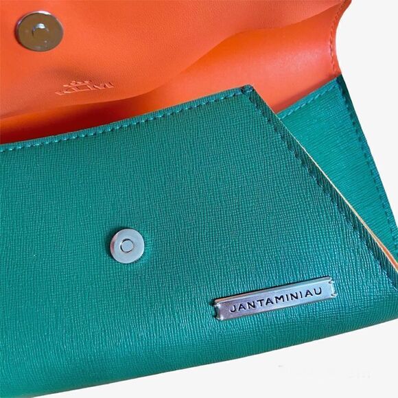 Kantaminiau Green Orange Origami 1st Class Travel Wristlet - Picture 4 of 5